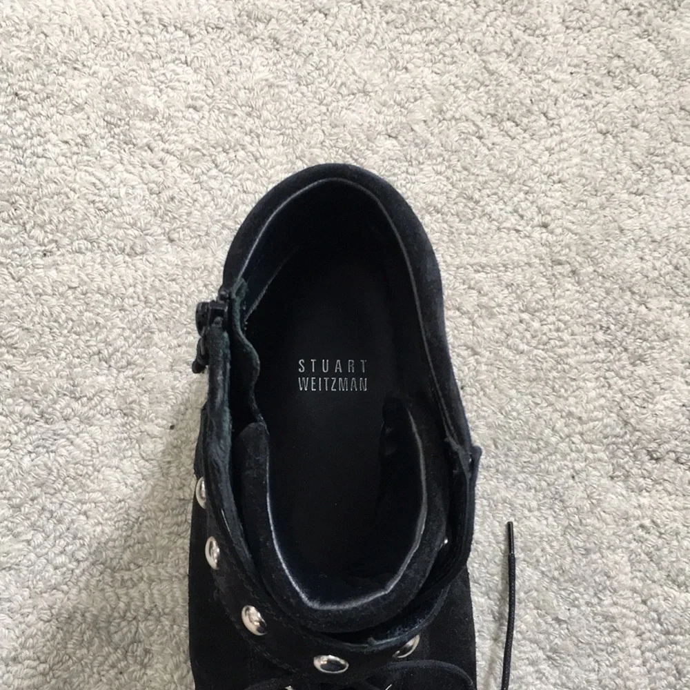 Stuart Weitzman Shotput Studded Suede High Top Sneakers - Picture 3 of 8